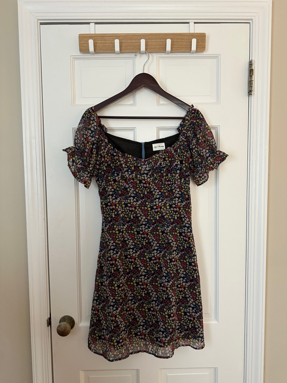 Black Floral Off-Shoulder Mini Dress